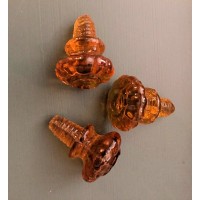 Original Victorian Flower Glass Cupboard Knob - Amber – Screw Fixing – Tiny
